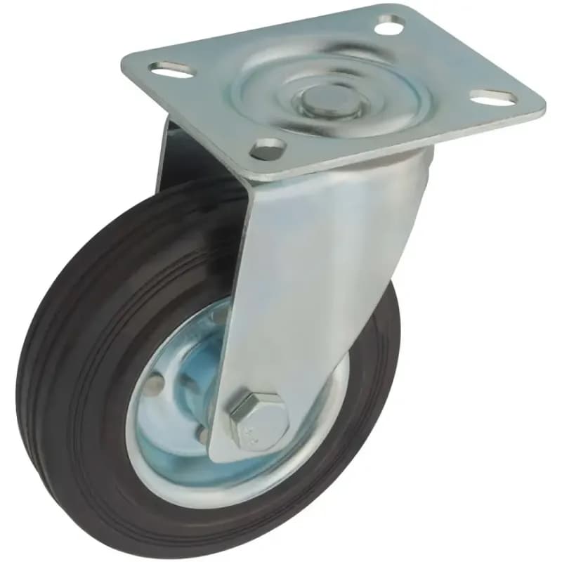 Pojazdné koliesko, čierne koleso 125 mm/125kg, doska otočná 1