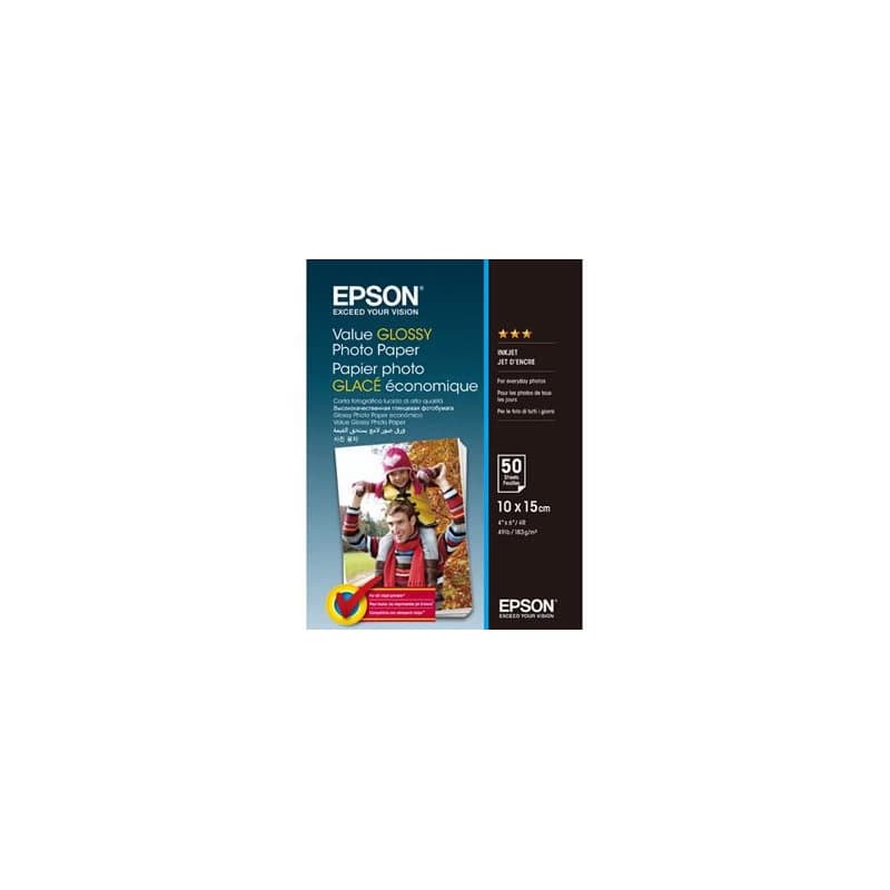 Epson Value Glossy Photo Paper, C13S400038, foto papier, lesklý, biely, 10x15cm, 183 g/m2, 50 ks, inkoustový 1