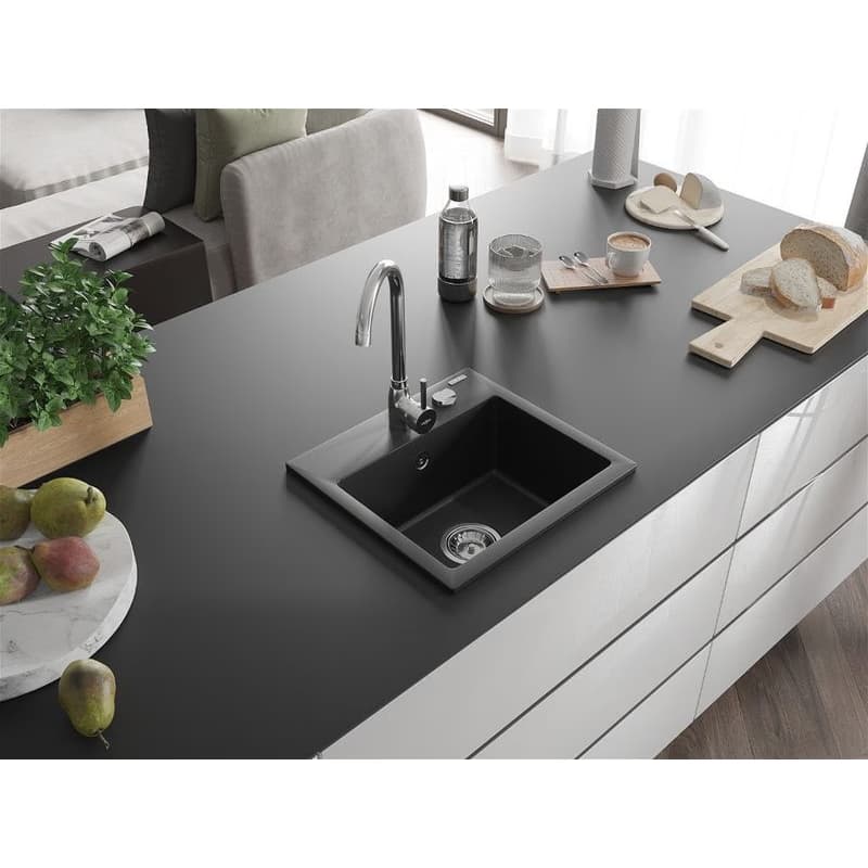 MEXEN MEXEN - Milo granitový drez 1-miska 435x410 mm, čierna 6505441000-77 2