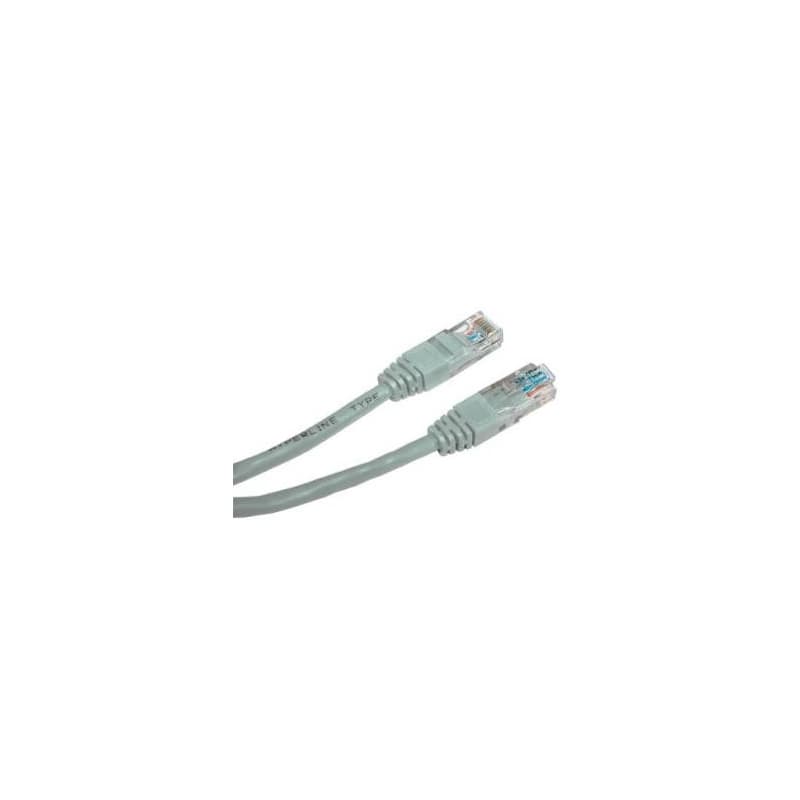 Síťový LAN kábel UTP patchcord, Cat.6, RJ45 samec - RJ45 samec, 15 m, netienený, sivý, economy, DOPRODEJ 1