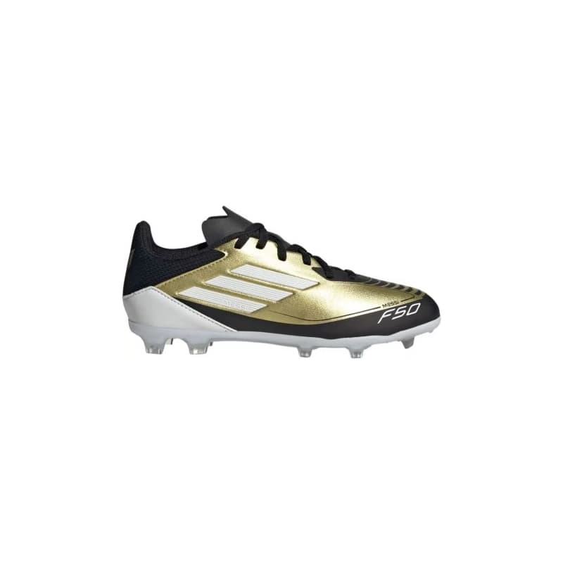 Chlapčenské futbalové kopačky outdoorové ADIDAS F50 League Messi Jr FG gold met cloud white core black