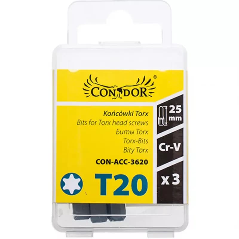 Bit Torx, T20 x 25 mm, 3 ks, Drel 1