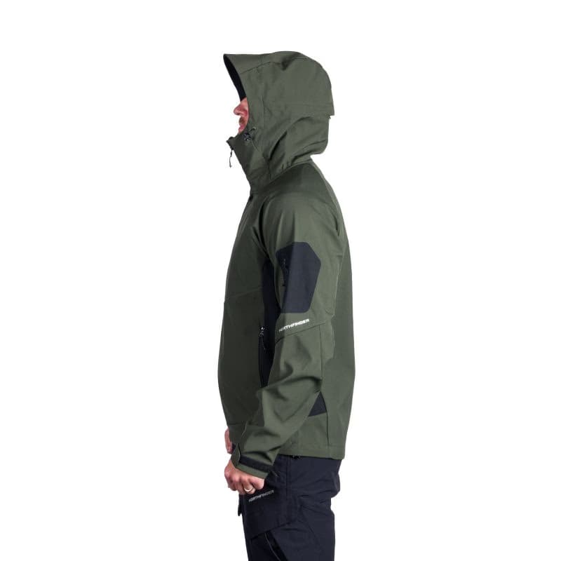 Pánska turistická softshellová bunda NORTHFINDER BRIO-550blackdarkgreen 2
