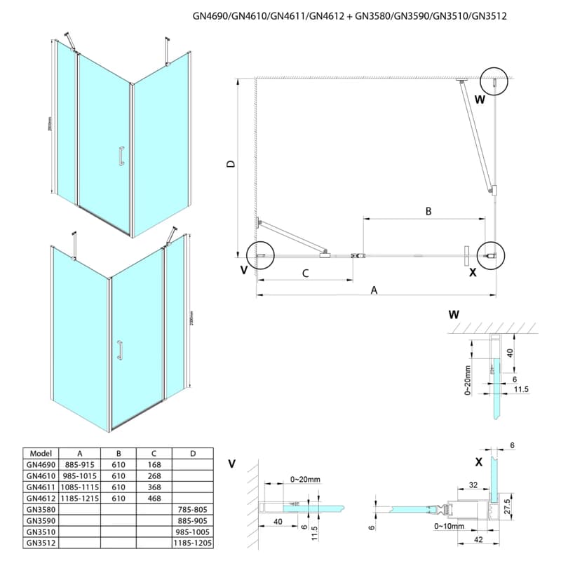 GELCO - LORO obdĺžniková sprchová zástena 1000x800  GN4610-03 2