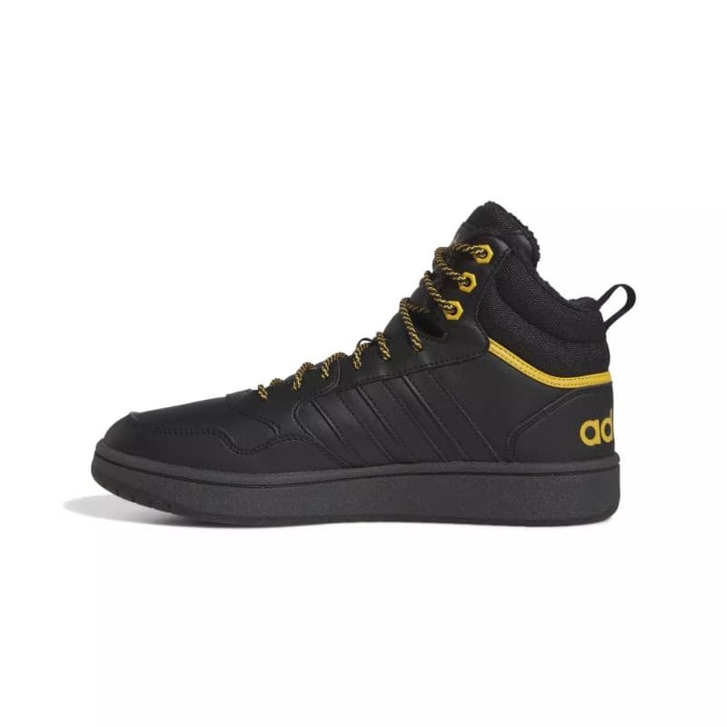 Pánske členkové zimné topánky ADIDAS Hoops 3.0 Mid WTR core black core black preloved yellow 2