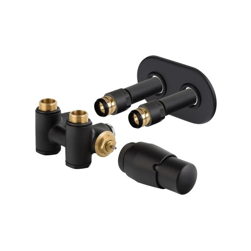 HOPA - THERMCOMB-SET, stredový ventil (Z4K) s pripojením pre elektrickú tyč - Farba - Čierna matná tmavá, Variant - Pravá RDTHERCOMSETRMB