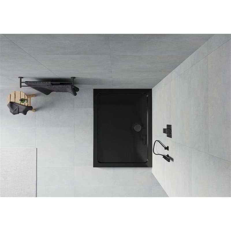 MEXEN/S - Flat sprchová vanička obdĺžniková slim 100 x 70, čierna + čierny sifón 40707010B 3