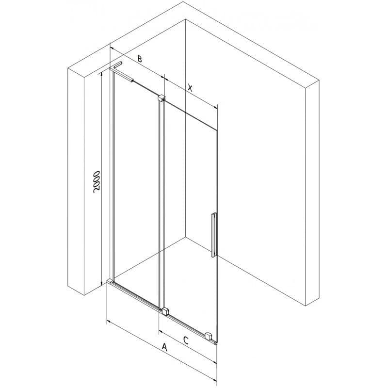 MEXEN/S - Velar L Sprchová zástena posuvná Walk-in 100 x 200, grafit 8 mm, chróm 871-100-003-43-01 5