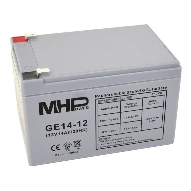MHPower GE14-12 Gélový akumulátor 12V/14Ah, Faston F2 - 6,3mm, Deep Cycle 1
