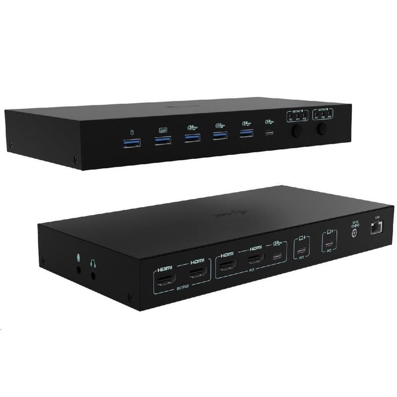 i-tec USB-C KVM Docking station pre 3 Hosts, Dual Display, Power Delivery 1x 92W/2x 65W 1