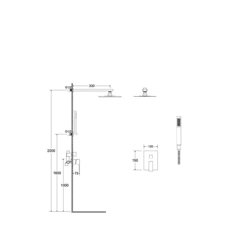 BESCO BESCO - Podomietkový sprchový set MODERN/VARIUM I - Chróm duplicít BABPMVICH 3