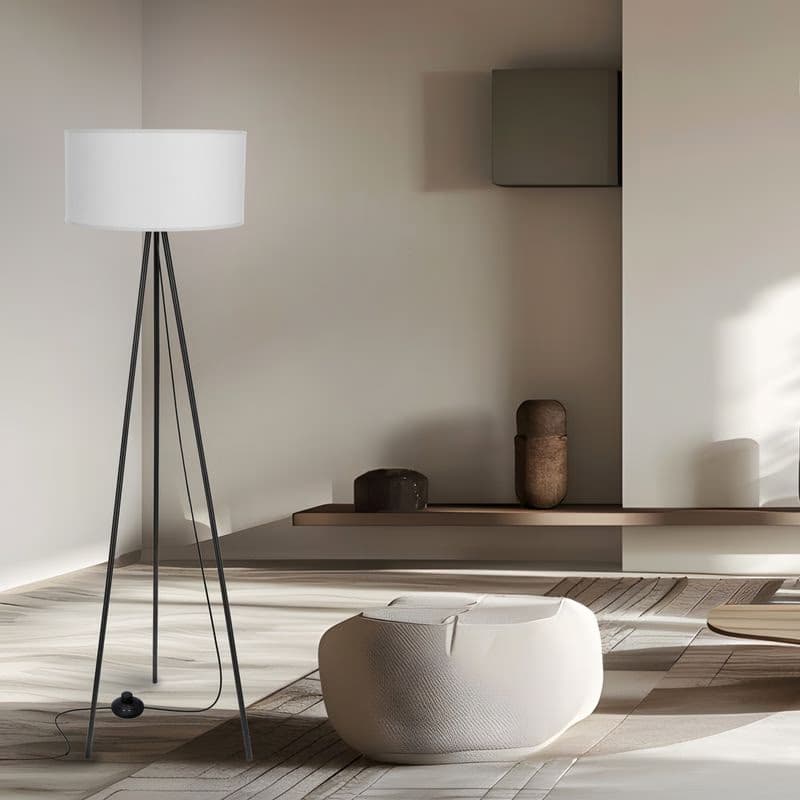 Stojaca lampa SHANTI čierna 1x40W E27 tienidlo sivá 3