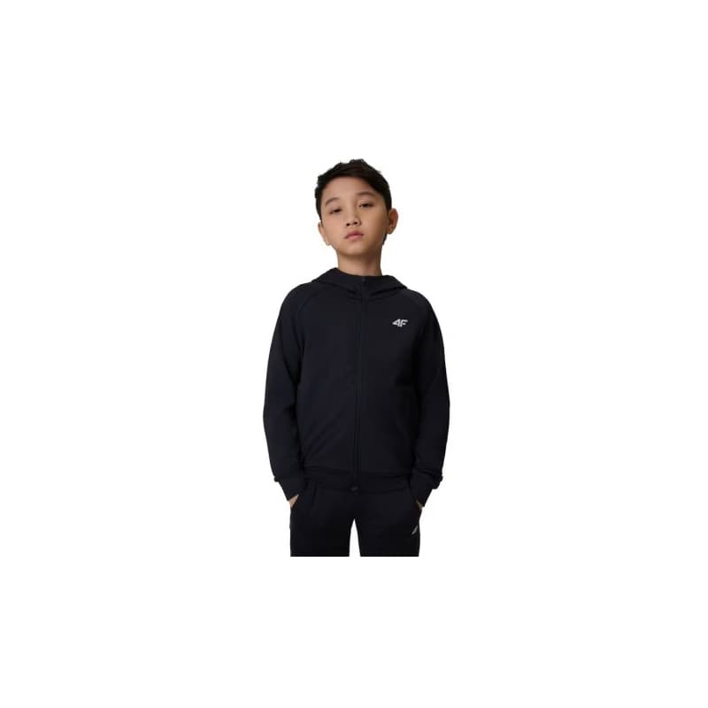 Chlapčenská tréningová mikina so zipsom 4F JUNIOR SWEATSHIRT FNK M690-20S-DEEP BLACK