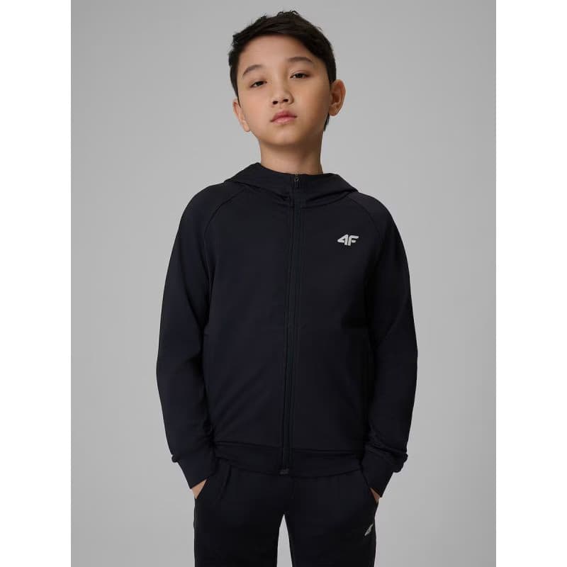 Chlapčenská tréningová mikina so zipsom 4F JUNIOR SWEATSHIRT FNK M690-20S-DEEP BLACK 2
