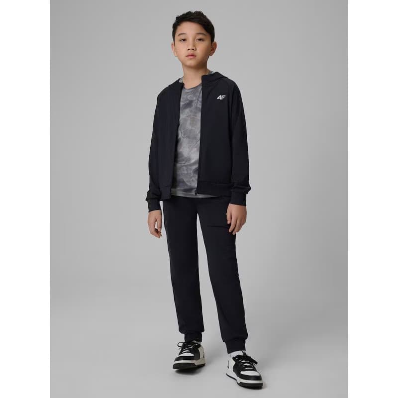 Chlapčenská tréningová mikina so zipsom 4F JUNIOR SWEATSHIRT FNK M690-20S-DEEP BLACK 5