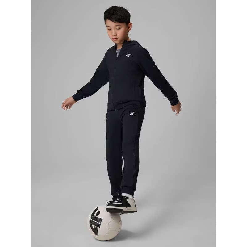 Chlapčenská tréningová mikina so zipsom 4F JUNIOR SWEATSHIRT FNK M690-20S-DEEP BLACK 6