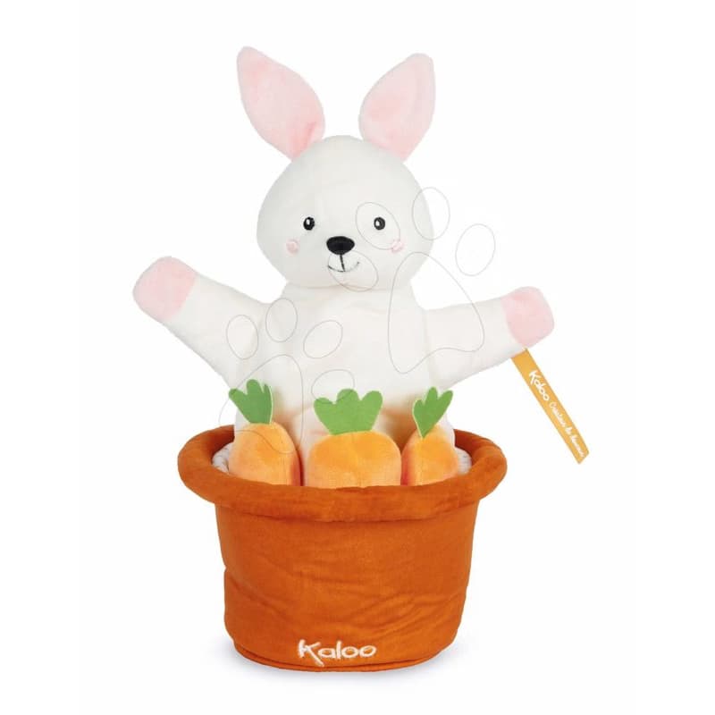 Plyšový zajačik bábkové divadlo Robin Rabbit Kachoo Kaloo prekvapenie v kvetináči 25 cm pre najmenších od 0 mes
