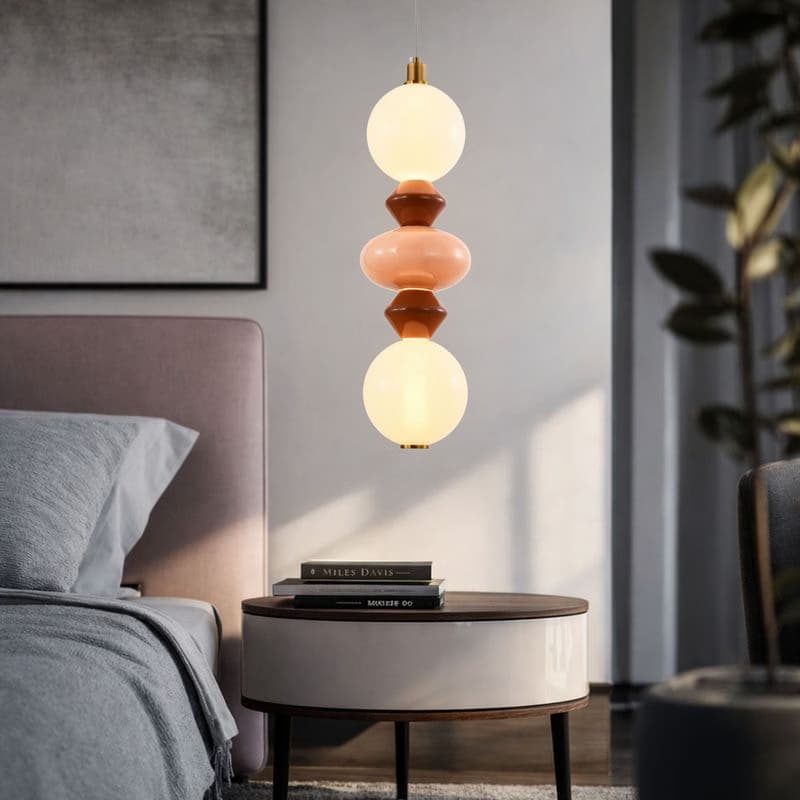 FLORES lampa wisząca mosiężny+brązowy+pomarańczowy 15W LED 3000K klosz biały