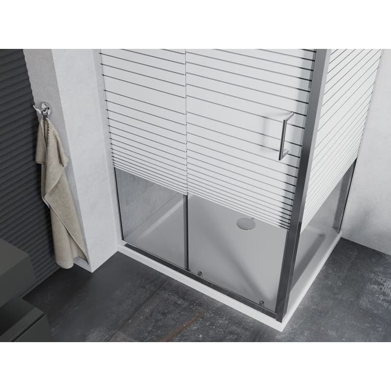 MEXEN/S - Apia Sprchovací kút 140x90, transparent / dekor, chróm + vanička so sifónom 840-140-090-01-20-4010 4