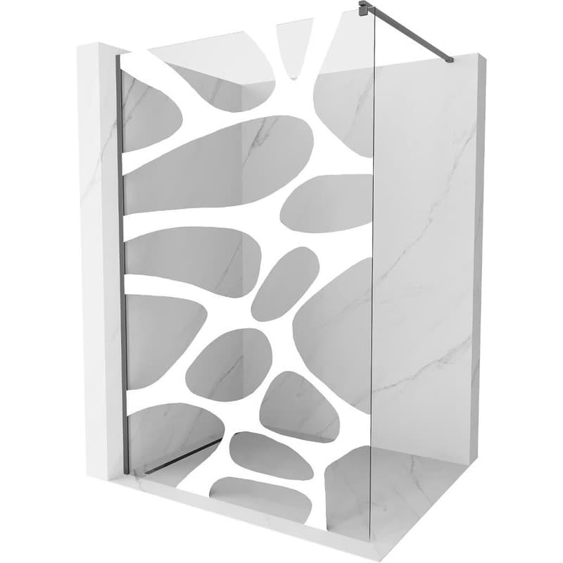 MEXEN/S - Kioto Sprchová zástena WALK-IN 120 x 200, biely vzor 8 mm, grafit metal kartáčovaná 800-120-101-95-97 1