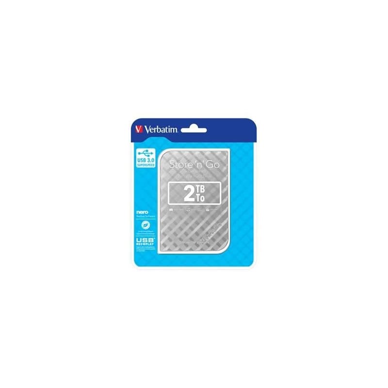 Verbatim externý pevný disk, Store N Go, 2.5", USB 3.0 (3.2 Gen 1), 2TB, 53198, striebra