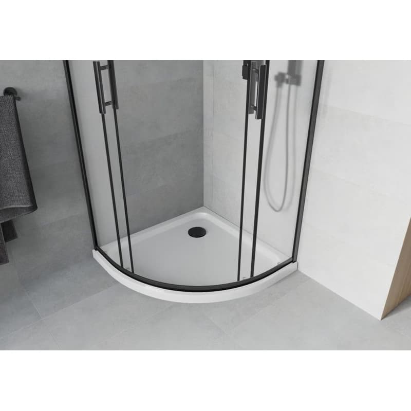 MEXEN/S - Rio sprchovací kút štvrťkruh 80x80, dekor, čierna + biela vanička so sifónom 863-080-080-70-30-4110B 5