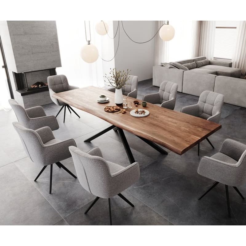 Jedálenský stôl Edge 300x100 XL akácia hnedá krížová podstava obdĺžnik 6