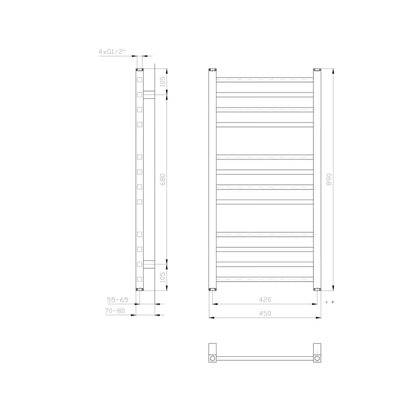 SAPHO - METRO vykurovacie teleso 450x890 biela IR400T 2