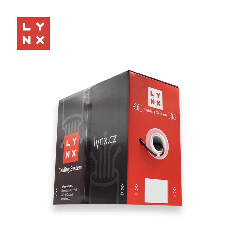 LYNX UTP kábel, Cat6, PE (Fca), celomedený, vonkajší, čierny, box 305m 2