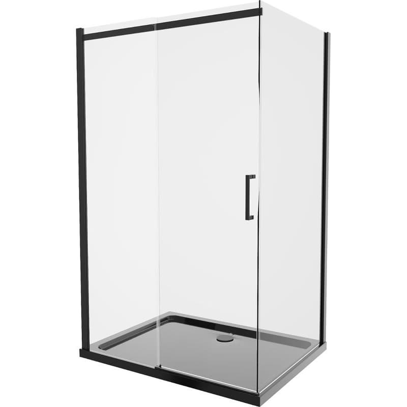 MEXEN/S - Omega sprchovací kút 100x80, transparent, čierna + čierna vanička so sifónom 825-100-080-70-00-4070B