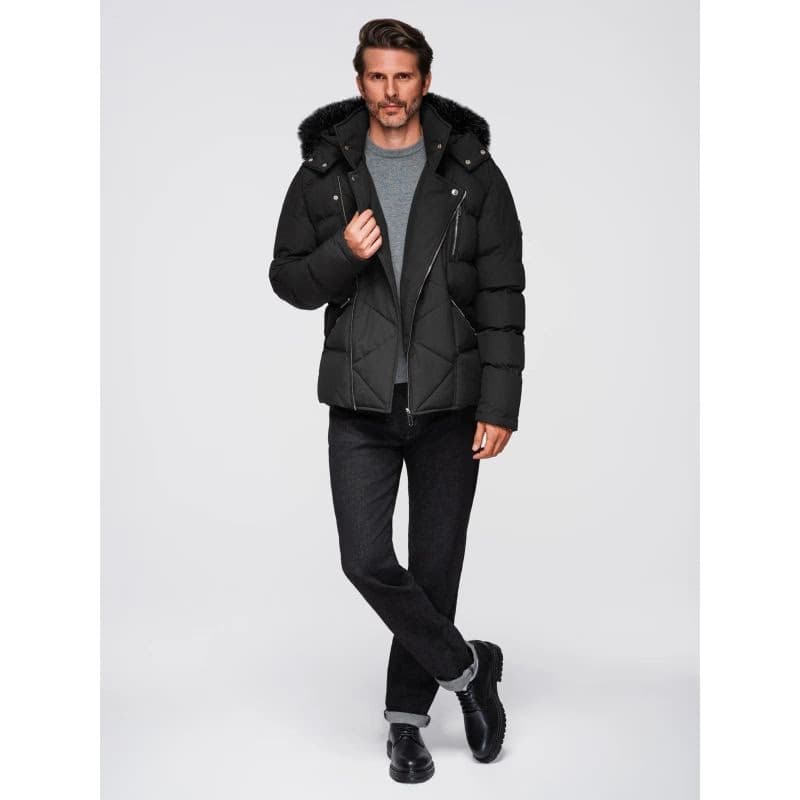 Pánska bunda s kapucňou OMBRE Jacket OM-JAHP-0252 V-1 black 6