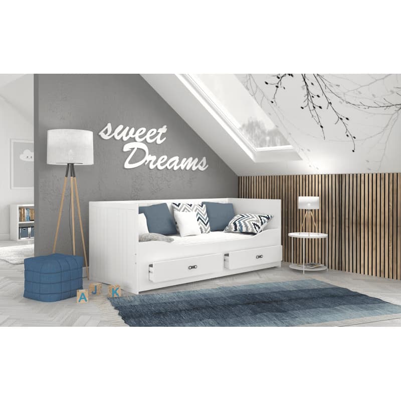 ArtAJ Rozkladacia posteľ EMMELINE s matracom | biela 80 x 200 cm 3