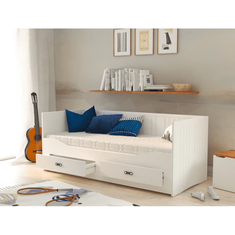ArtAJ Rozkladacia posteľ EMMELINE s matracom | biela 80 x 200 cm 4