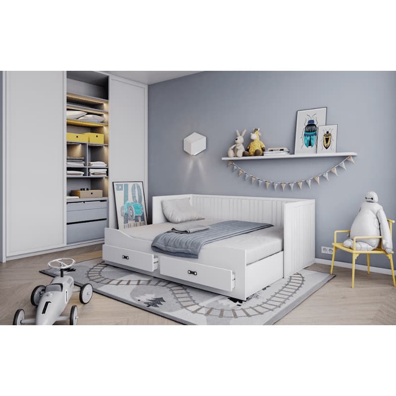 ArtAJ Rozkladacia posteľ EMMELINE s matracom | biela 80 x 200 cm 6