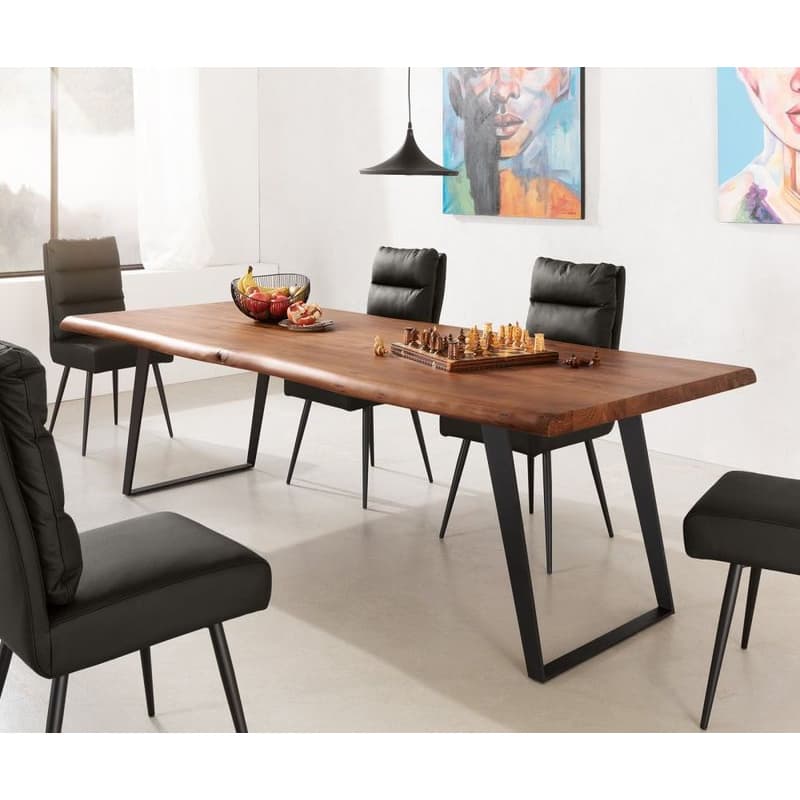 Jedálenský stôl Edge 260x100 XL akácia hnedá kov šikmý Live-Edge
