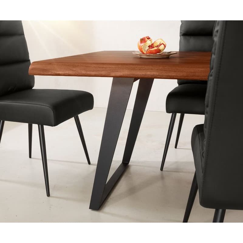 Jedálenský stôl Edge 260x100 XL akácia hnedá kov šikmý Live-Edge 2
