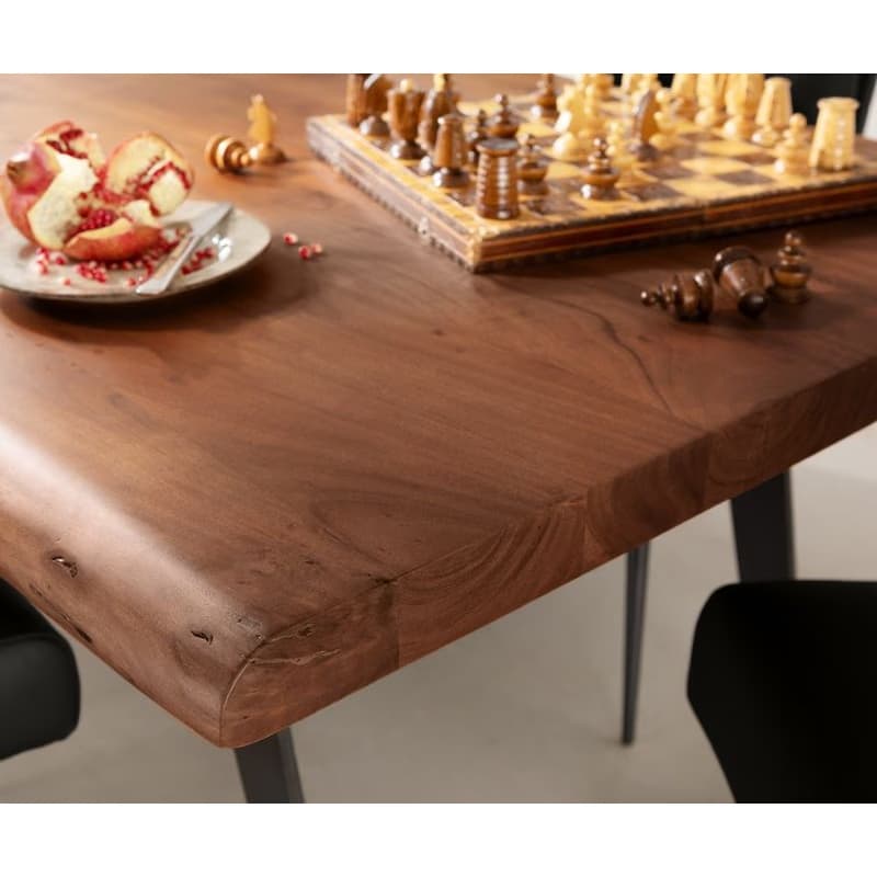 Jedálenský stôl Edge 260x100 XL akácia hnedá kov šikmý Live-Edge 5