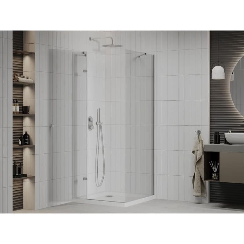 MEXEN/S - Roma sprchový kút 80x80, kyvný, číre sklo, chróm + vanička 854-080-080-01-00-4010 3