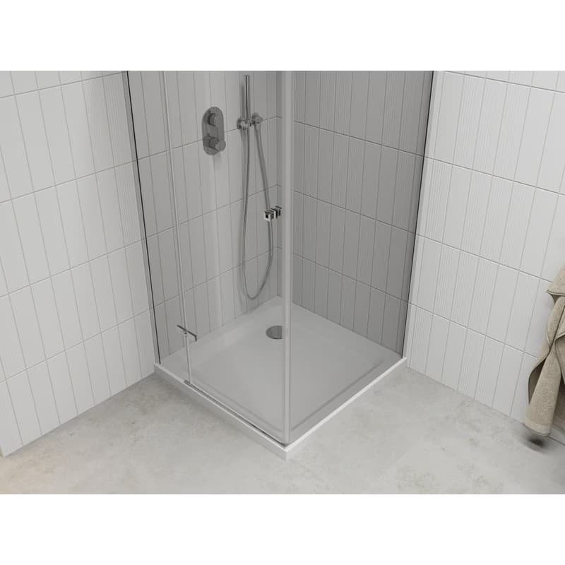 MEXEN/S - Roma sprchový kút 80x80, kyvný, číre sklo, chróm + vanička 854-080-080-01-00-4010 4