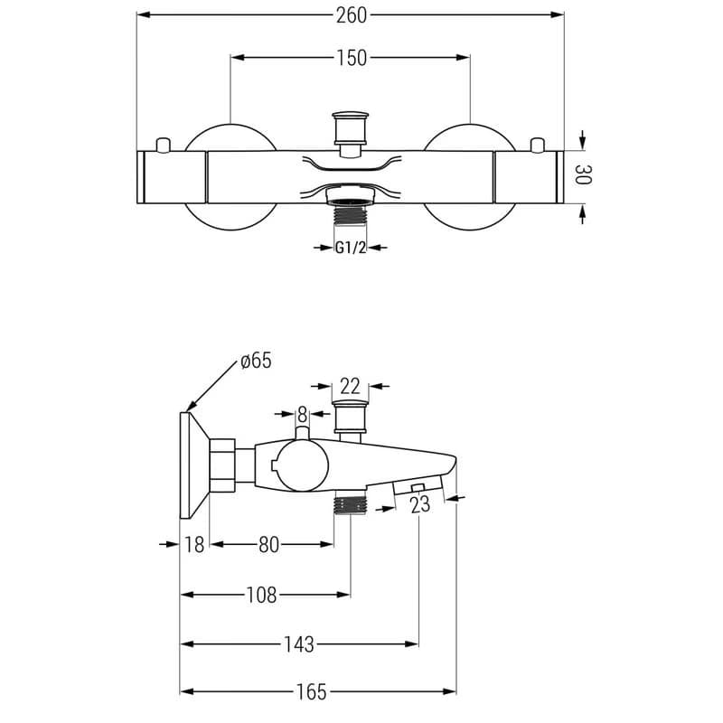 MEXEN/S - Tord sprchový stĺp vrátane vaňovej termostatickej batérie Nox, chróm 77350200-00 3
