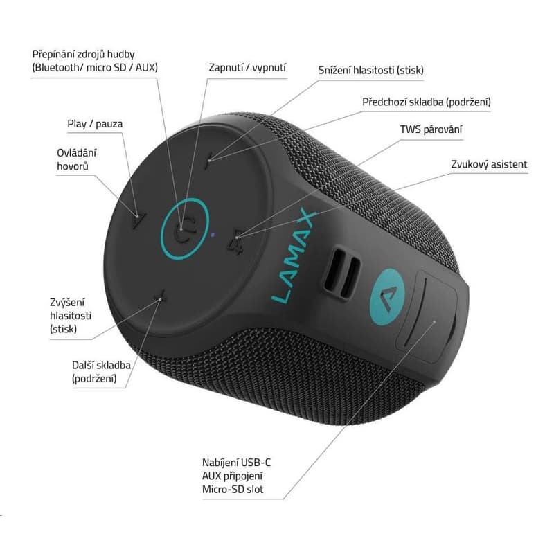 LAMAX Sounder2 Mini Bluetooth reproduktor 3