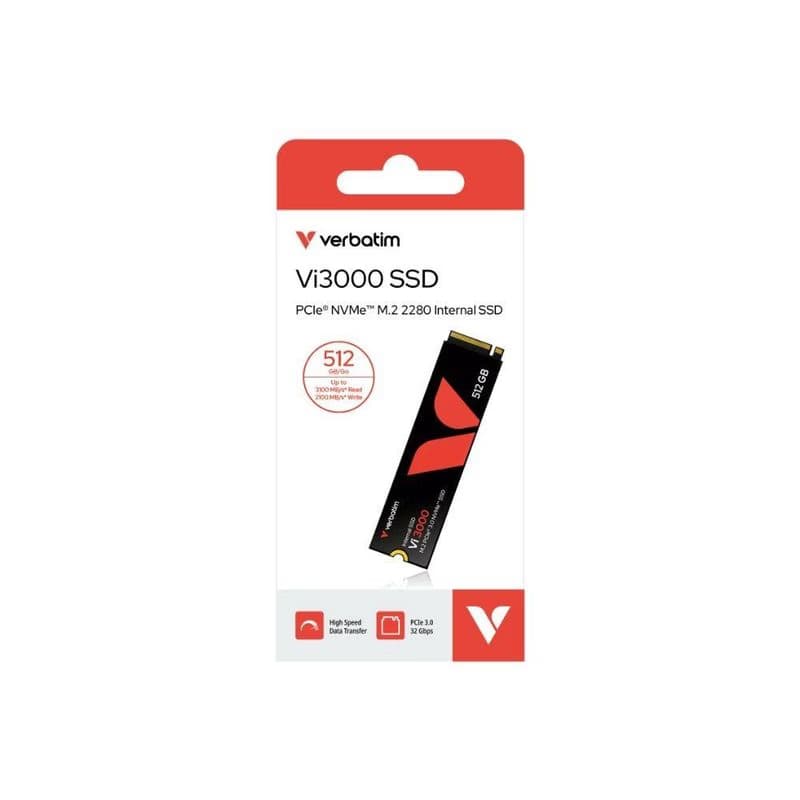 VERBATIM SSD Vi3000 Internal PCIe NVMe M.2 SSD 512GB, W 2500/R 3300 MB/s 4