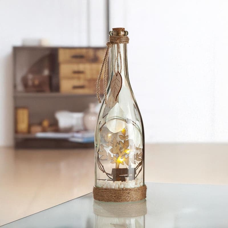 LED dekorácia Správa vo fľaši - Hnedý domček 1