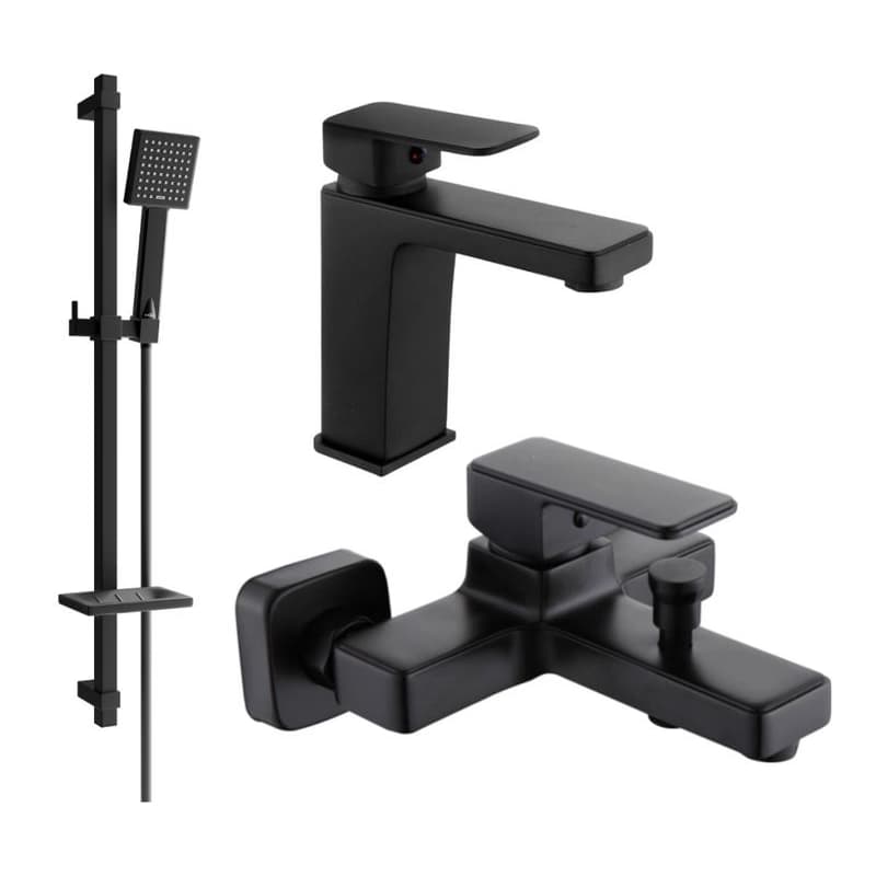 MEXEN/S - Cetus DQ45 SET vaňová a umývadlová batéria, čierna 744303DQ45-70