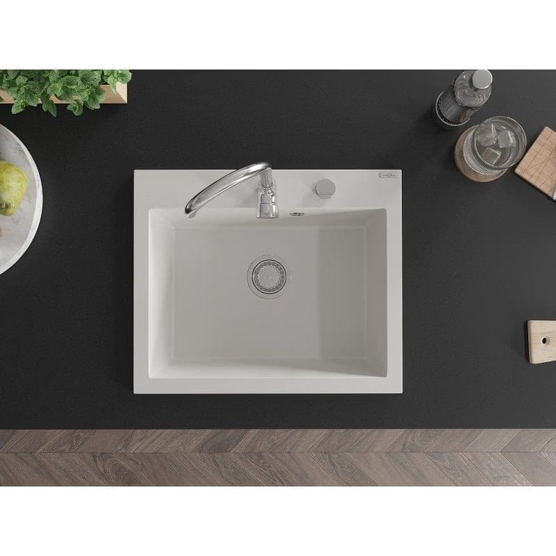 MEXEN MEXEN - Elix granitový drez 1-miska 600 x 500 mm, biela, sifón chróm 6525601005-20 3