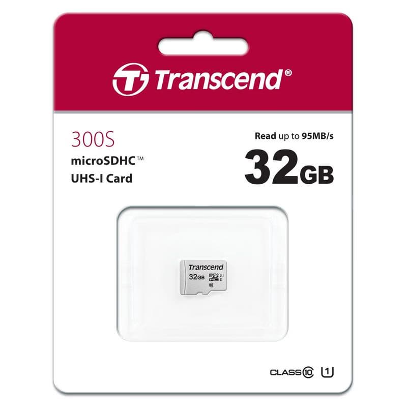 TRANSCEND MicroSDHC karta 32GB 300S, UHS-I U1 + adaptér 2