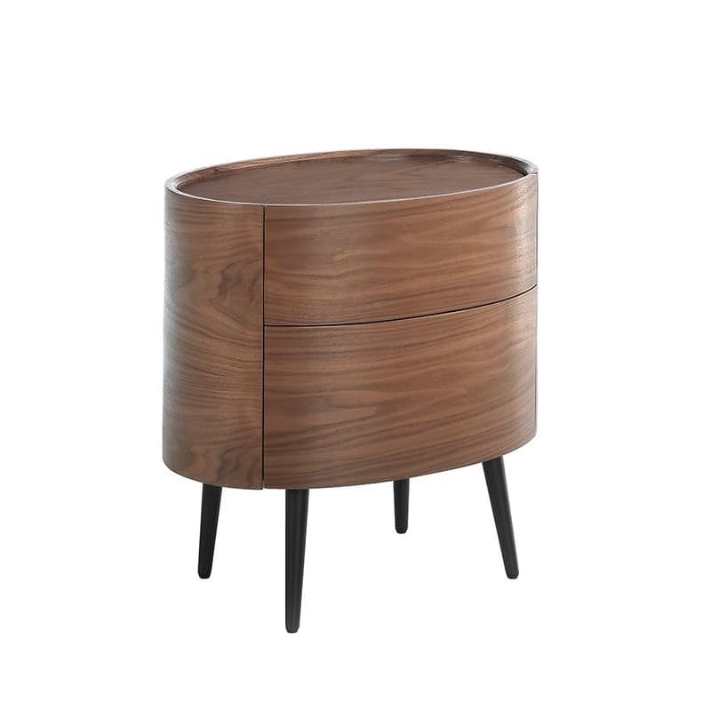 Estila Luxusný moderný oválny nočný stolík Vita Naturale s dvomi zásuvkami v orechovej hnedej farbe 60 cm 1