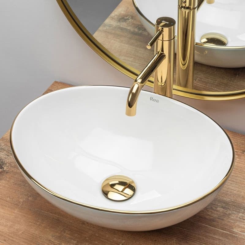 REA - Keramické umývadlo Sofia Gold Edge zlaté REA-U3287 3