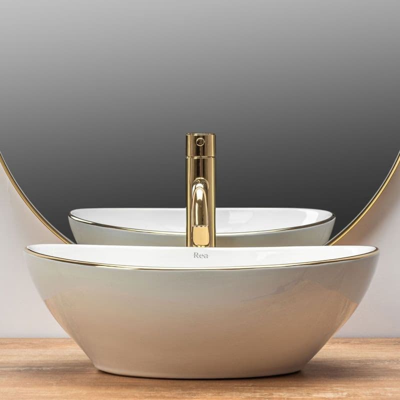 REA - Keramické umývadlo Sofia Gold Edge zlaté REA-U3287 5
