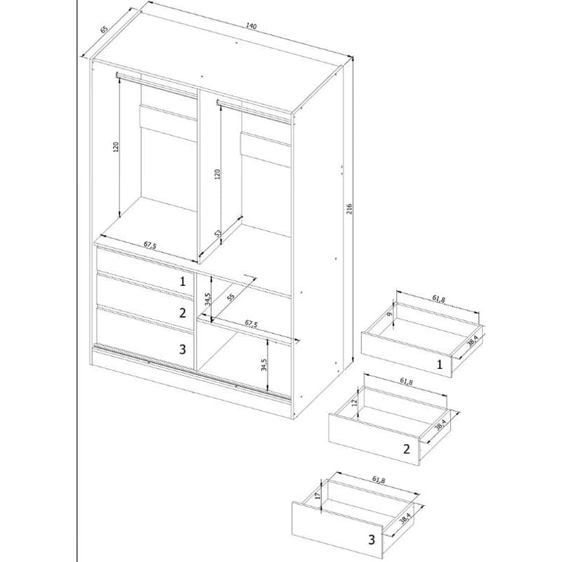 ArtAdrk Šatníková skriňa HAIDAR  | biela 140 cm 6